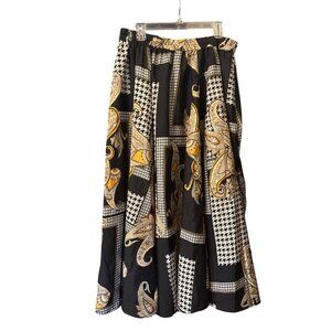 Est.1946 Womens Maxi Skirt Paisley XL Elastic Waist Pull On Black Yellow Pockets